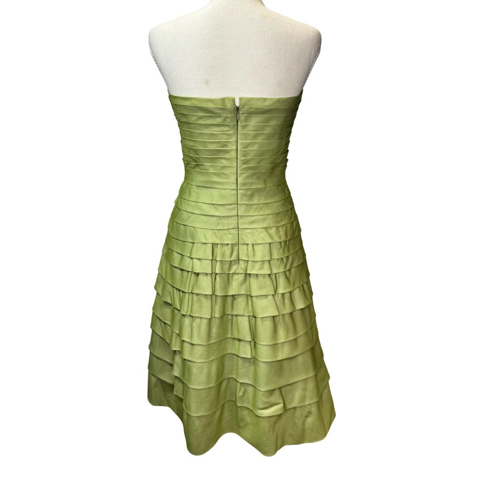 BCBGMAXAZRIA Silk Organza Tiered Bandage Dress Green Women’s 4 Garden Easter - Picture 3 of 16